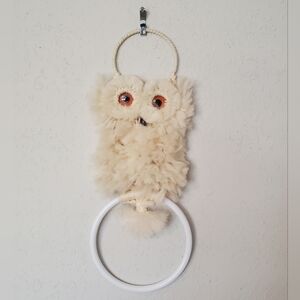 Vintage Macrame Owl Wall Hanging  Towel  Ring  Towel Holder